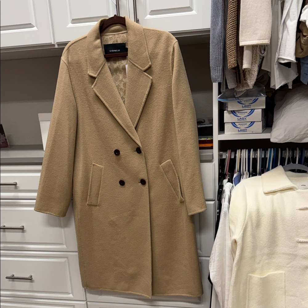 Camel Double-Breasted Coat